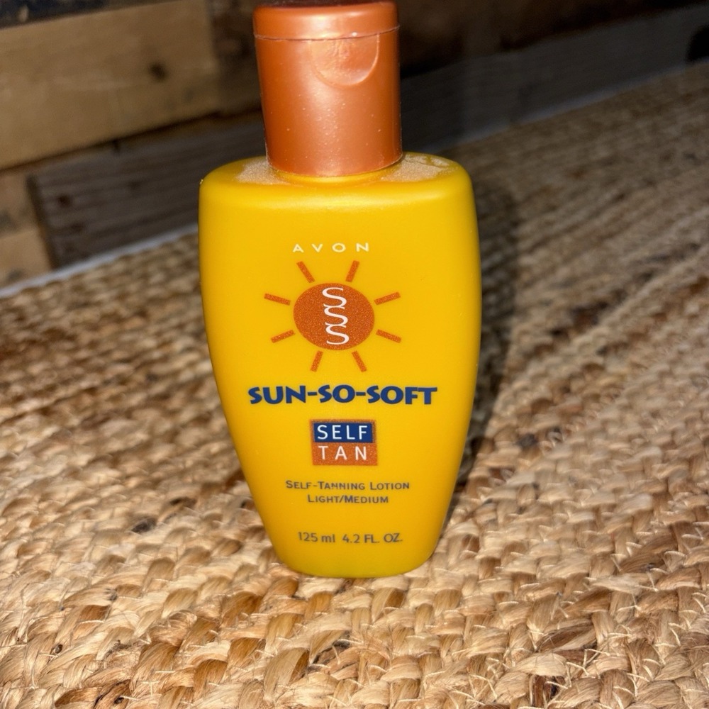 vintage bottle of Avon Sun-So-Soft Self-Tanning Lotion in Light/Medium